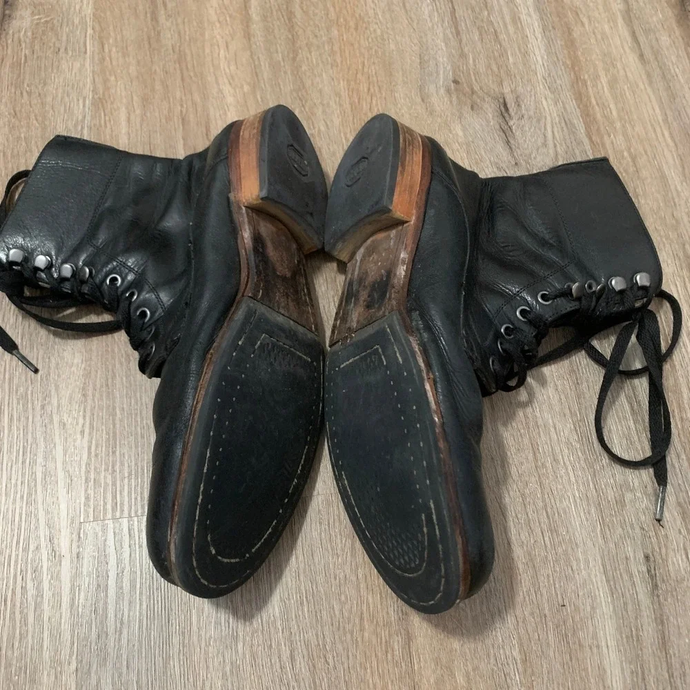John Varvatos Star U.S.A. Bonham lace-up leather combat boots - size 9.5 mens